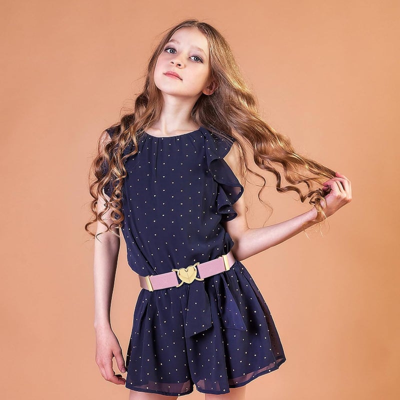 Andibro Heart Elastic Waist Belts for Girls, Adjustable Woven Stretch Belt Fashion Metal Heart Buckle Waistband for Women - Image 2